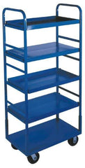 Win-Holt - 1,000 Lb Capacity, 22" Wide x 72" High Standard Utility Cart - 5 Shelf, Steel, 2 Rigid/2 Swivel Casters - Benchmark Tooling