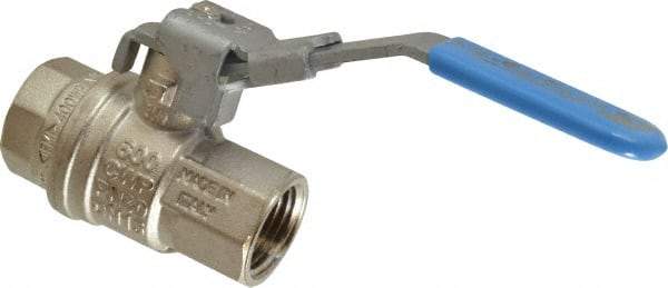 Value Collection - 1/2" Pipe, Full Port, Brass UL Listed Ball Valve - 1 Piece, Inline - One Way Flow, FNPT x FNPT Ends, Locking Lever Handle, 600 WOG - Benchmark Tooling