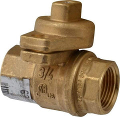 Value Collection - 3/4" Pipe, Brass, Straight without Side Tap, Gas Ball Valve - 600 psi WOG Rating, Locking Cap Handle, FNPT x FNPT End Connections, 1 Piece - Benchmark Tooling