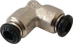 Alpha Technologies - 4mm Outside Diam, Nickel Plated Brass Push-to-Connect Tube Union Elbow - 250 Max psi, Tube to Tube Connection, Buna O-Ring - Benchmark Tooling