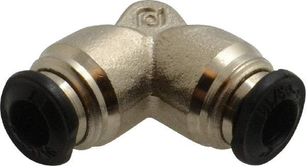 Alpha Technologies - 5mm Outside Diam, Nickel Plated Brass Push-to-Connect Tube Union Elbow - 250 Max psi, Tube to Tube Connection, Buna O-Ring - Benchmark Tooling