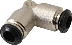 Alpha Technologies - 6mm Outside Diam, Nickel Plated Brass Push-to-Connect Tube Union Elbow - 250 Max psi, Tube to Tube Connection, Buna O-Ring - Benchmark Tooling