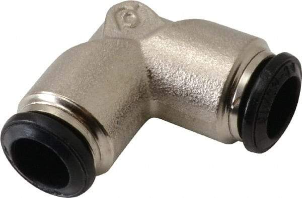 Alpha Technologies - 8mm Outside Diam, Nickel Plated Brass Push-to-Connect Tube Union Elbow - 250 Max psi, Tube to Tube Connection, Buna O-Ring - Benchmark Tooling