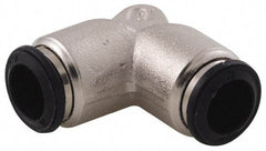 Alpha Technologies - 3mm Outside Diam, Nickel Plated Brass Push-to-Connect Tube Union Elbow - 250 Max psi, Tube to Tube Connection, Buna O-Ring - Benchmark Tooling