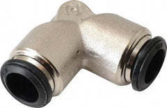 Alpha Technologies - 10mm Outside Diam, Nickel Plated Brass Push-to-Connect Tube Union Elbow - 250 Max psi, Tube to Tube Connection, Buna O-Ring - Benchmark Tooling