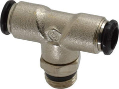 Alpha Technologies - 8mm Outside Diam, 1/4 Universal, Nickel Plated Brass Push-to-Connect Tube Male Swivel Branch Tee - 250 Max psi, Tube to Universal Thread Connection, Buna O-Ring - Benchmark Tooling