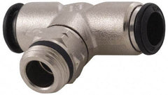 Alpha Technologies - 12mm Outside Diam, 1/2 Universal, Nickel Plated Brass Push-to-Connect Tube Male Swivel Branch Tee - 250 Max psi, Tube to Universal Thread Connection, Buna O-Ring - Benchmark Tooling
