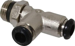 Alpha Technologies - 6mm Outside Diam, 1/4 Universal, Nickel Plated Brass Push-to-Connect Tube Male Swivel Run Tee - 250 Max psi, Tube to Universal Thread Connection, Buna O-Ring - Benchmark Tooling