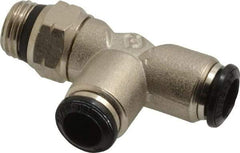 Alpha Technologies - 8mm Outside Diam, 1/4 Universal, Nickel Plated Brass Push-to-Connect Tube Male Swivel Run Tee - 250 Max psi, Tube to Universal Thread Connection, Buna O-Ring - Benchmark Tooling