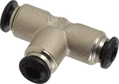 Alpha Technologies - 4mm Outside Diam, Nickel Plated Brass Push-to-Connect Tube Union Tee - 250 Max psi, Tube to Tube Connection, Buna O-Ring - Benchmark Tooling