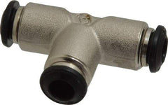 Alpha Technologies - 6mm Outside Diam, Nickel Plated Brass Push-to-Connect Tube Union Tee - 250 Max psi, Tube to Tube Connection, Buna O-Ring - Benchmark Tooling