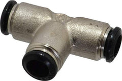 Alpha Technologies - 8mm Outside Diam, Nickel Plated Brass Push-to-Connect Tube Union Tee - 250 Max psi, Tube to Tube Connection, Buna O-Ring - Benchmark Tooling