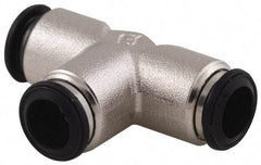 Alpha Technologies - 14mm Outside Diam, Nickel Plated Brass Push-to-Connect Tube Union Tee - 250 Max psi, Tube to Tube Connection, Buna O-Ring - Benchmark Tooling