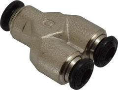 Alpha Technologies - 4mm Outside Diam, Nickel Plated Brass Push-to-Connect Tube Union Y - 250 Max psi, Tube to Tube Connection, Buna O-Ring - Benchmark Tooling