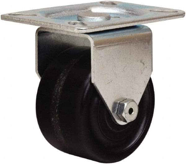 Hamilton - 3" Diam x 1-3/4" Wide x 4" OAH Top Plate Mount Rigid Caster - Phenolic, 400 Lb Capacity, Straight Roller Bearing, 3-1/8 x 4-1/8" Plate - Benchmark Tooling