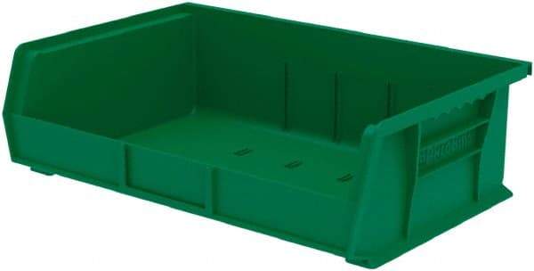 Akro-Mils - 60 Lb. Load Capacity, 10-7/8" Deep, Green Polymer Hopper Stacking Bin - 5" High x 16-1/2" Wide x 10-7/8" Long - Benchmark Tooling