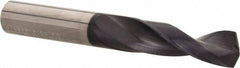 Accupro - 1/2" 140° Solid Carbide Jobber Drill - AlTiN Finish, Right Hand Cut, Spiral Flute, Straight Shank, 4" OAL, Notched Point - Benchmark Tooling