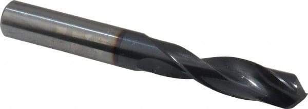Accupro - 12mm 140° Solid Carbide Jobber Drill - AlTiN Finish, Right Hand Cut, Spiral Flute, Straight Shank, 100mm OAL, Notched Point - Benchmark Tooling