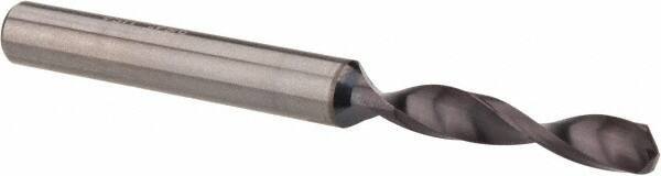 Accupro - 9/64" 140° Solid Carbide Jobber Drill - AlTiN Finish, Right Hand Cut, Spiral Flute, Straight Shank, 2" OAL, Notched Point - Benchmark Tooling
