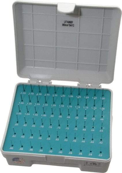 Meyer Gage - 65 Piece, 0.22-1.5 mm Diameter Plug and Pin Gage Set - Plus 0.0001 Inch Tolerance, Class Z - Benchmark Tooling