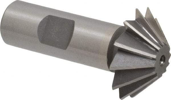 Value Collection - 1-1/2" Diam x 1/2" Width of Cut, 45° Included Angle, Shank Connection, Cobalt Single Angle Cutter - 3/4" Shank Diam, 2-3/4" Overall Length, Right Hand Cut, Uncoated - Benchmark Tooling