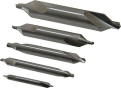 Interstate - 5 Piece, #1 to 5, Plain Edge, Cobalt Combo Drill & Countersink Set - 60° Incl Angle, Double End - Benchmark Tooling