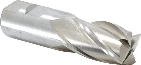 Interstate - 1-1/4", 2" LOC, 1-1/4" Shank Diam, 4-1/2" OAL, 4 Flute, High Speed Steel Square End Mill - Single End, Uncoated, Spiral Flute, 30° Helix, Right Hand Cut, Right Hand Flute - Benchmark Tooling