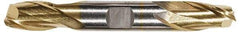Hertel - 5/32", 15/64" LOC, 3/8" Shank Diam, 2-3/4" OAL, 2 Flute, High Speed Steel Square End Mill - Double End, TiN Finish, Spiral Flute, 30° Helix, Centercutting, Right Hand Cut, Right Hand Flute - Benchmark Tooling