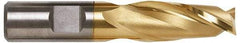 Hertel - 1", 1-5/8" LOC, 1" Shank Diam, 4-1/8" OAL, 2 Flute, High Speed Steel Square End Mill - Single End, TiN Finish, Spiral Flute, 30° Helix, Centercutting, Right Hand Cut, Right Hand Flute - Benchmark Tooling