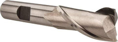 Interstate - 18mm, 1-5/16" LOC, 1/2" Shank Diam, 3-5/16" OAL, 2 Flute, High Speed Steel Square End Mill - Single End, Uncoated, Spiral Flute, Centercutting, Right Hand Cut, Right Hand Flute - Benchmark Tooling
