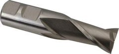 Interstate - 22mm, 1-1/2" LOC, 7/8" Shank Diam, 3-3/4" OAL, 2 Flute, High Speed Steel Square End Mill - Single End, Uncoated, Spiral Flute, Centercutting, Right Hand Cut, Right Hand Flute - Benchmark Tooling