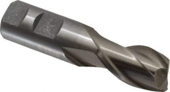 Interstate - 25mm, 1-5/8" LOC, 1" Shank Diam, 4-1/8" OAL, 2 Flute, High Speed Steel Square End Mill - Single End, Uncoated, Spiral Flute, Centercutting, Right Hand Cut, Right Hand Flute - Benchmark Tooling