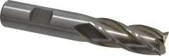 Interstate - 16mm, 1-5/8" LOC, 5/8" Shank Diam, 3-3/4" OAL, 4 Flute, High Speed Steel Square End Mill - Single End, Uncoated, Spiral Flute, Centercutting, Right Hand Cut, Right Hand Flute - Benchmark Tooling