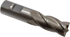 Interstate - 22mm, 1-7/8" LOC, 7/8" Shank Diam, 4-1/8" OAL, 4 Flute, High Speed Steel Square End Mill - Single End, Uncoated, Spiral Flute, Centercutting, Right Hand Cut, Right Hand Flute - Benchmark Tooling
