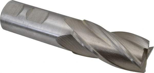 Interstate - 24mm, 1-7/8" LOC, 7/8" Shank Diam, 4-1/8" OAL, 4 Flute, High Speed Steel Square End Mill - Single End, Uncoated, Spiral Flute, Centercutting, Right Hand Cut, Right Hand Flute - Benchmark Tooling