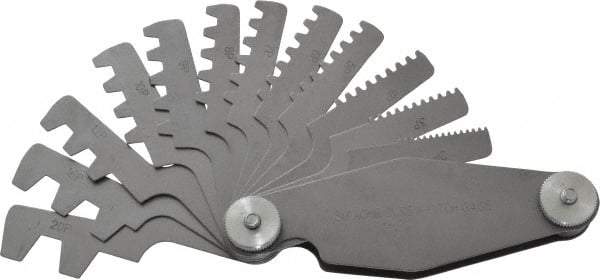 Value Collection - 12 Leaf, 2 to 20mm Pitch Range, Screw Pitch Gage - 30° Thread Angle - Benchmark Tooling