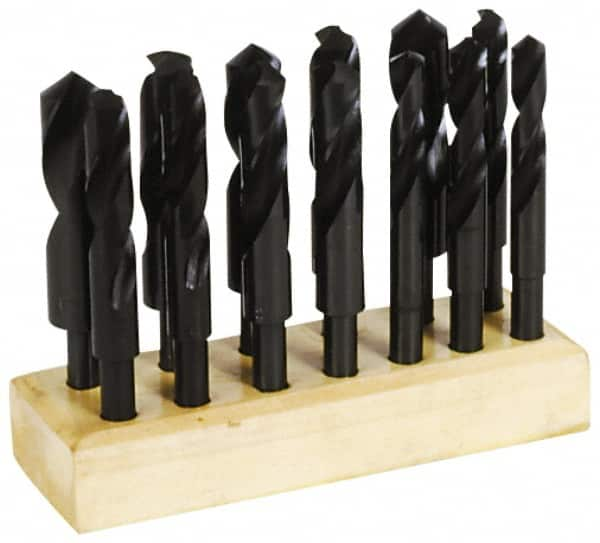 Hertel - 17/32 to 1", 118° Point, Oxide Finish, High Speed Steel Reduced Shank Drill Bit Set - Benchmark Tooling