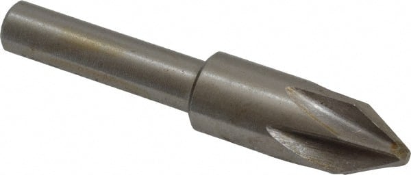 Interstate - 3/8" Head Diam, 1/4" Shank Diam, 6 Flute 60° Cobalt Countersink - Benchmark Tooling