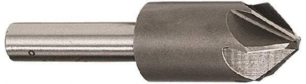 Interstate - 1-1/2" Head Diam, 3/4" Shank Diam, 6 Flute 90° Cobalt Countersink - Bright Finish, 3-1/2" OAL, Single End, Straight Shank, Right Hand Cut - Benchmark Tooling