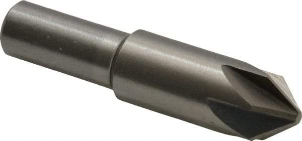 Interstate - 5/8" Head Diam, 1/2" Shank Diam, 6 Flute 82° Cobalt Countersink - Bright Finish, 2-3/4" OAL, Single End, Straight Shank, Right Hand Cut - Benchmark Tooling