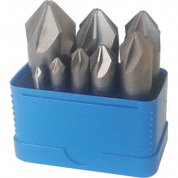 Interstate - 8 Piece, 1/4 to 1" Head Diam, 82° Included Angle, Single End Countersink Set - Benchmark Tooling