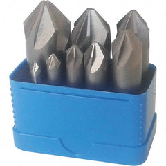 Interstate - 8 Piece, 1/4 to 1" Head Diam, 90° Included Angle, Single End Countersink Set - Benchmark Tooling