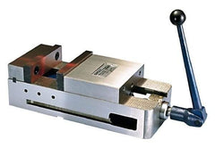 Interstate - 6" Jaw Width, 5-1/2" Jaw Opening Capacity, Horizontal Stationary Machine Vise - Manual Operation, 6,600 Lb Capacity, 1 Station, 17" Long x 4.8" High x 1-3/4" Deep, 1-3/4" Jaw Height, Ductile Iron - Benchmark Tooling