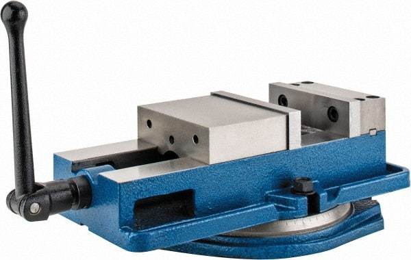 Interstate - 6" Jaw Width, 7-1/2" Jaw Opening Capacity, Horizontal Swivel Machine Vise - Manual Operation, 6,600 Lb Capacity, 1 Station, 16-3/4" Long x 4-3/8" High x 1-1/2" Deep, 1-1/2" Jaw Height - Benchmark Tooling