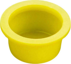 Caplugs - 4.57" ID, Round Head, Tapered Cap/Plug with Flange - 5.17" OD, 1" Long, Low-Density Polyethylene, Yellow - Benchmark Tooling