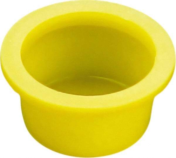 Caplugs - 0.111" ID, Round Head, Tapered Cap/Plug with Flange - 0.56" OD, 29/64" Long, Low-Density Polyethylene, Yellow - Benchmark Tooling