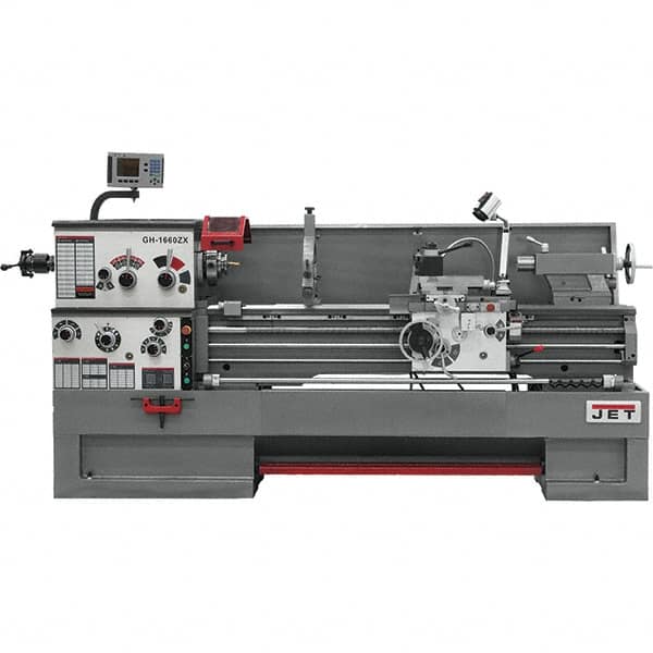 Jet - 16" Swing, 60" Between Centers, 230 Volt, Triple Phase Engine Lathe - 7MT Taper, 7-1/2 hp, 25 to 1,800 RPM, 3-1/8" Bore Diam, 40" Deep x 48" High x 116-1/2" Long - Benchmark Tooling