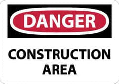 NMC - "Danger - Construction Area", 10" Long x 14" Wide, Aluminum Safety Sign - Rectangle, 0.04" Thick, Use for Security & Admittance - Benchmark Tooling