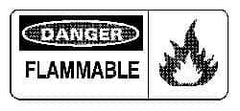 NMC - Danger - Flammable, Pressure Sensitive Vinyl Fire Sign - 17" Wide x 7" High - Benchmark Tooling