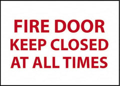 NMC - Fire Door - Keep Closed at All Times, Pressure Sensitive Vinyl Fire and Exit Sign - 14" Wide x 10" High - Benchmark Tooling